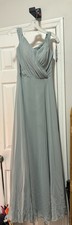 David's Bridal Dusty Sage Off The Shoulder Bridesmaid Dress Size 4