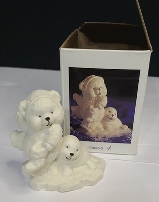 Winter Wonder Bears With Stocking And Seal  Christmas Figurine 1994