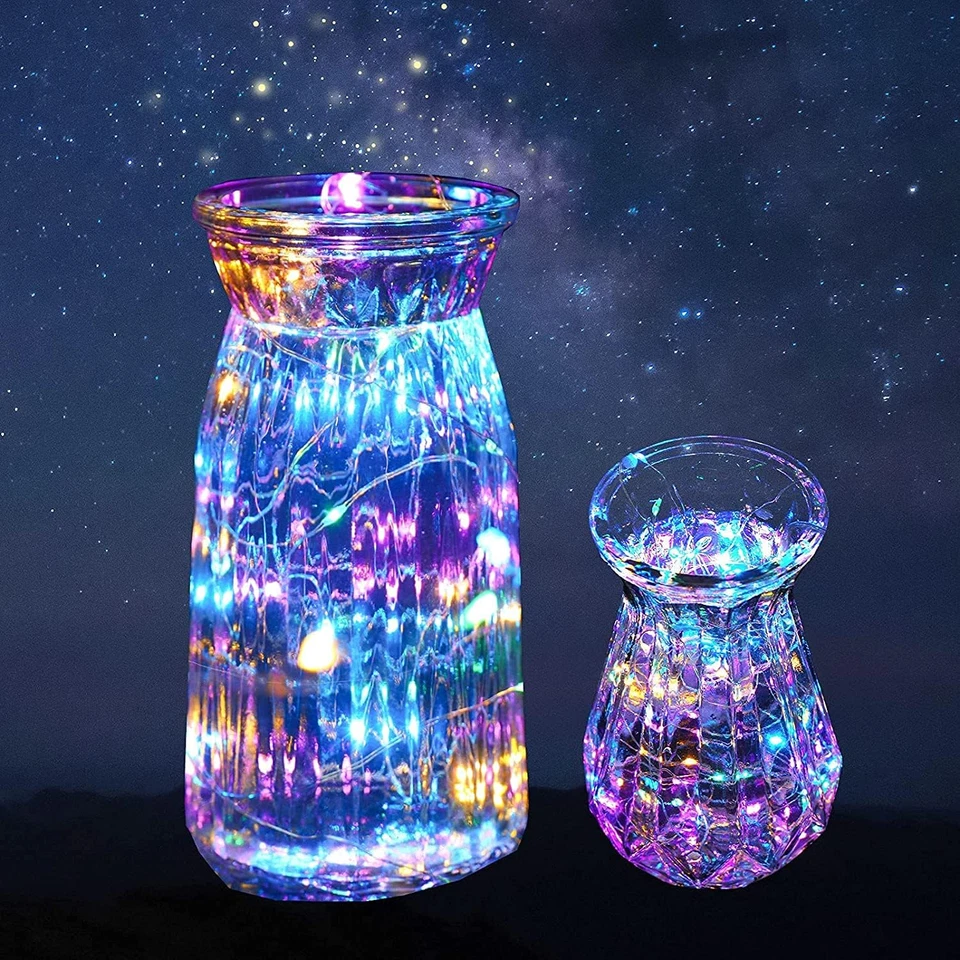 Led Stringa Luci a Batteria, 5 Pezzi 2 Metri 20 Led Rame Filo Ghirlanda 3 Modali - Immagine 3 di 4