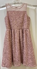 Justice Blush Pink Sparkle Sequin Flower Party Fancy Wedding Dress Girls Sz 14