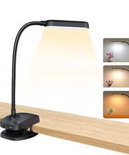 Rechargeable Clip-On Desk Lamp - 7W Flexible Gooseneck Light with Stepless