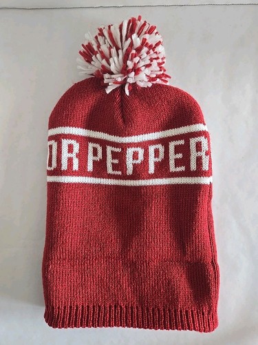 Vtg Dr Pepper Pom Beanie Knit Hat - Picture 4 of 5