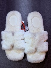 A New Day Women's Sage Off-White Cream Super Soft Slide Slippers 9 10 11 NEW