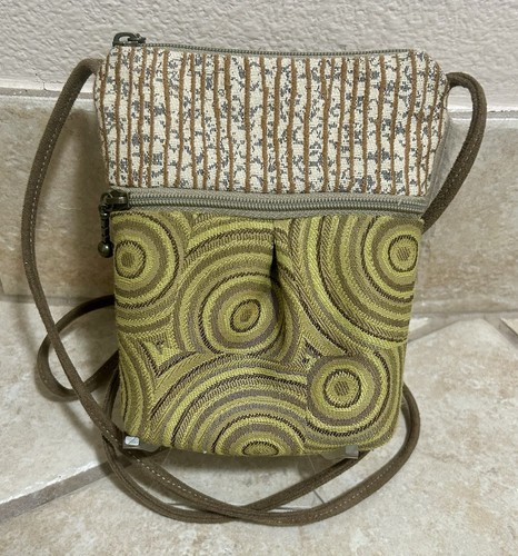 Mini sac à tapisserie bandoulière MARUCA vert motif circulaire ~ 6 x 5 x 1 ~ EXC - Photo 2 sur 5