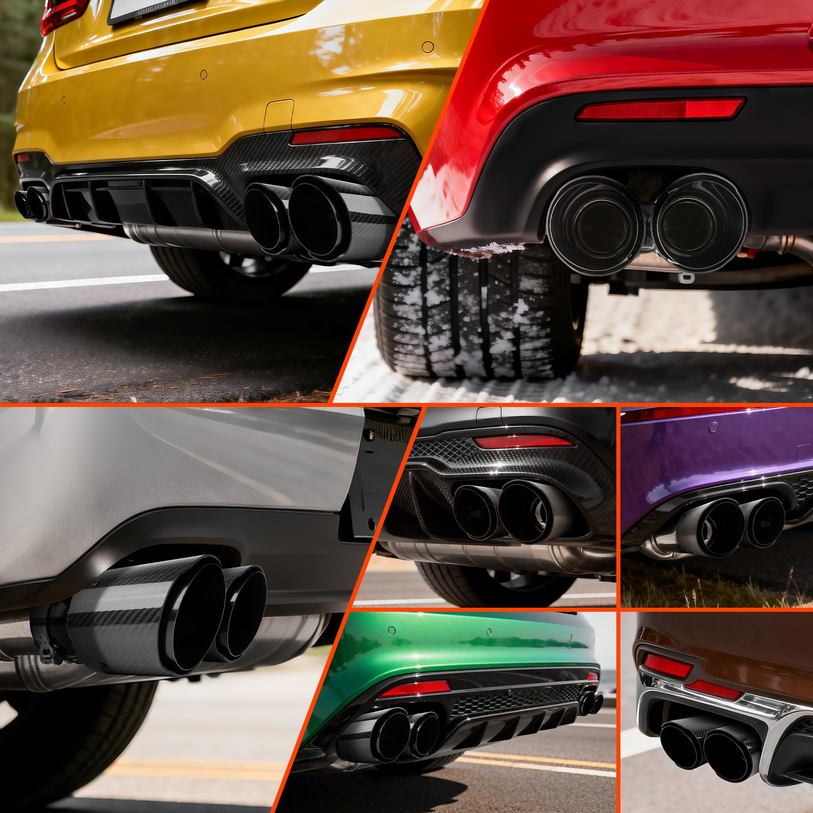 2.5" Inlet Dual 4" Outlet Quad Exhaust Tips Carbon Fiber For Maserati Grecale GT