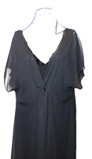 Adrianna Papell Black Sleeveless Sheath Dress with Sheer Overlay Evening Wear L