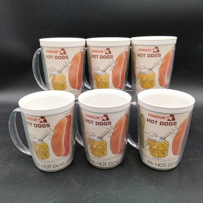 VTG Set Of 6 Armour ''Mr Hot Dog And Friends'' Mug Cup Advertising Collectible
