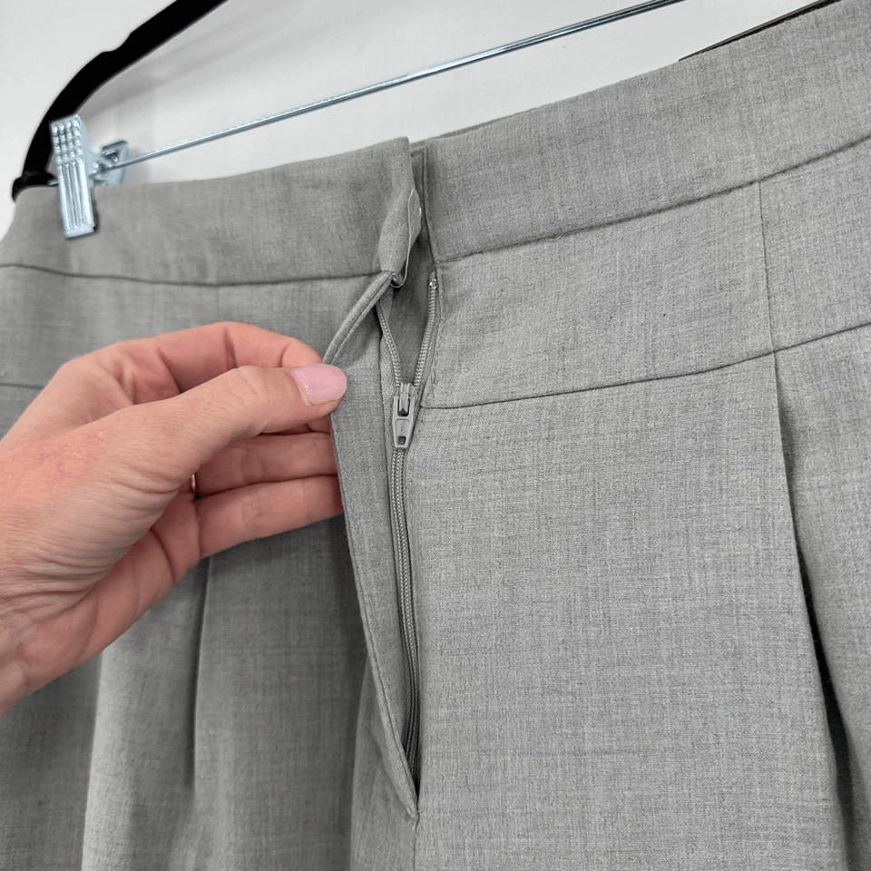 Pantalón Worthington Nuevo con Etiquetas Mujer Pierna Ancha Talla 12 Tiro Alto Gris Plisado Delantero Foto 4 de 4