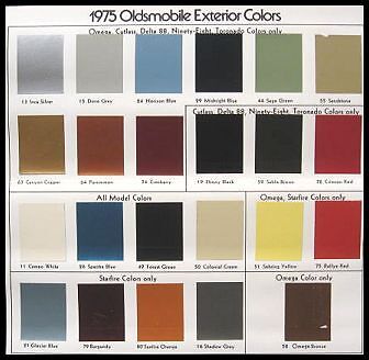 Folleto Oldsmobile 1975 selección de color extendido chip de pintura - Imagen 1 de 1