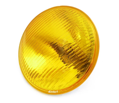 7" Halogen H4 Motorcycle Headlight - Amber - Vintage Cafe Racer Bobber Chopper