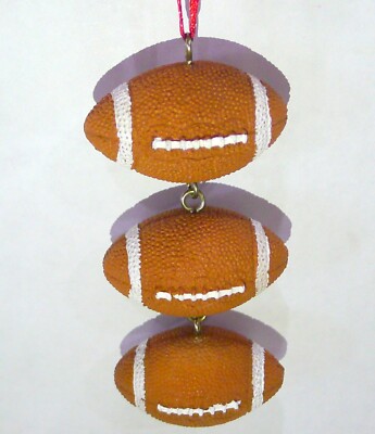 Football Hanging Ornament sports season or Christmas Tree Three Pigskins resin