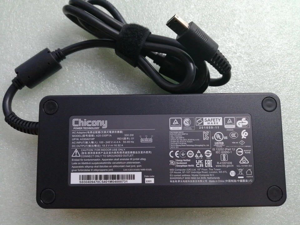 全新原装 Chicony MSI A20-330P1A A330A018P GP76 19.5V 16.92A 330W 交流电适配器 — 第 3/4 张图片