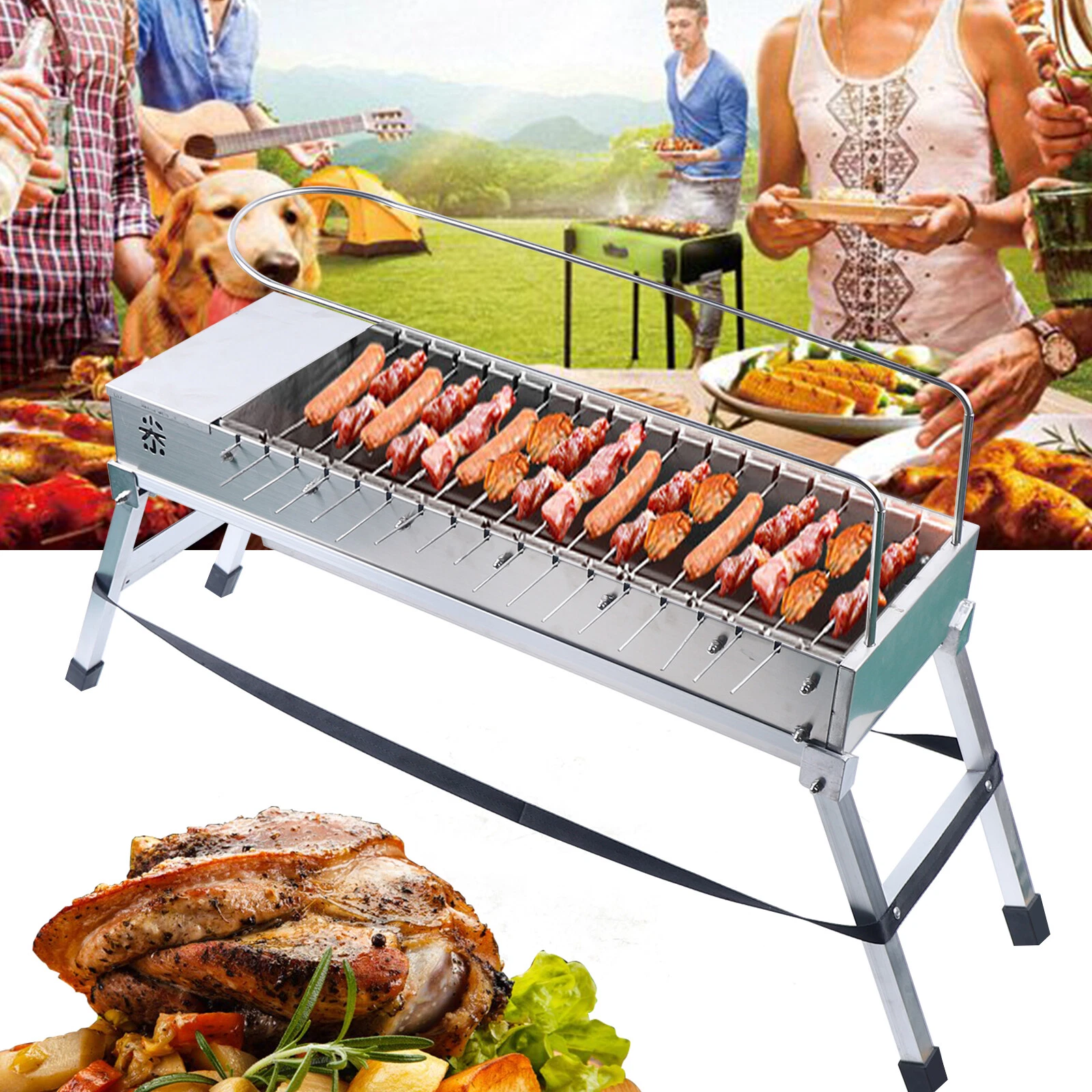 Electric Charcoal Grill Rack Portable Folding Barbecue Grill For Outdoor Camping