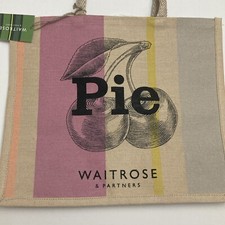 Waitrose Cherry Pie Tote Bag British Stripe Shopper Gift Jute Pudding New