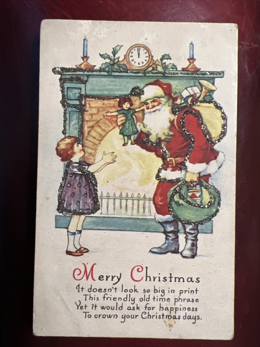 さんたです c1925 Santa With Toys Merry Christmas Vintage Christmas Postcard