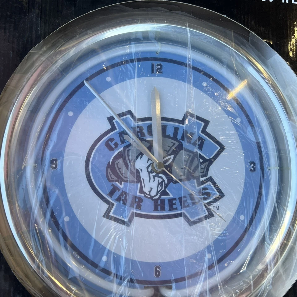 NCAA TAR HEELS NORTH CAROLINA NCU MEMORY COMPANY 15" WALL CLOCK NEON FACE - Image 2 of 4