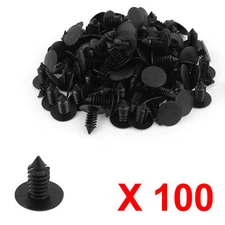 100PCS 9mm Hole Dia Plastic Rivets Fastener Push Clips Black for Car Auto Fender