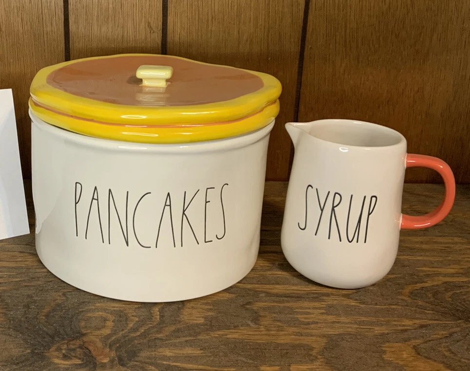Rae Dunn Pancakes Warmer and Syrup Carafe Breakfast Set Housewares
