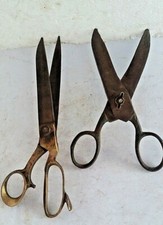 VINTAGE OLD PRIMITIVE HANDMADE UNIQUE DESIGN IRON N Brass 2 SCISSORS