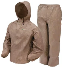Mens Ultra-Lite2 Waterproof Breathable Protective Rain Suit w/Hood,Large,Khaki