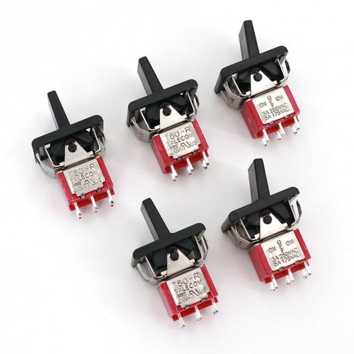 5Pcs SH R8018-P14 ON-OFF-ON Latching 6Pin DPDT Mini Paddle Toggle ...