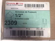 1/2" PVC Sch. 40 45 Elbow Charlotte Pipe - Box of 50