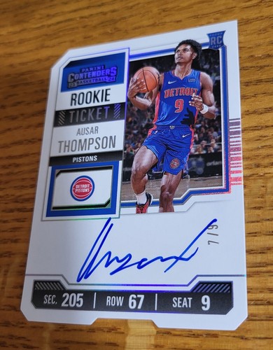 Ausar Thompson 2023-24 Panini Contenders Rookie Biglietto Stub RC Auto /9 Raro NBA - Foto 4 di 5