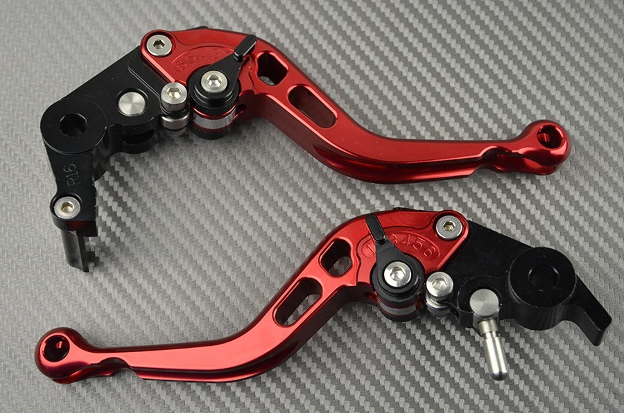 Leviers de moto courts rouges CNC pour look sportif Kawasaki Z1000SX