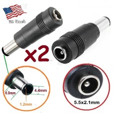 x2 DC Power 5.5x2.1mm Female Jack to 6.0x4.4mm Male Plug Adapter Converters A 