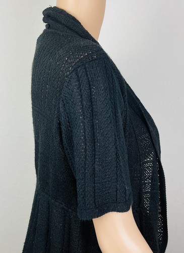Kim Rogers kurzärmeliges Damen-Cardigan-Top offen vorne schwarz Petite Small J1 - Bild 5 von 10