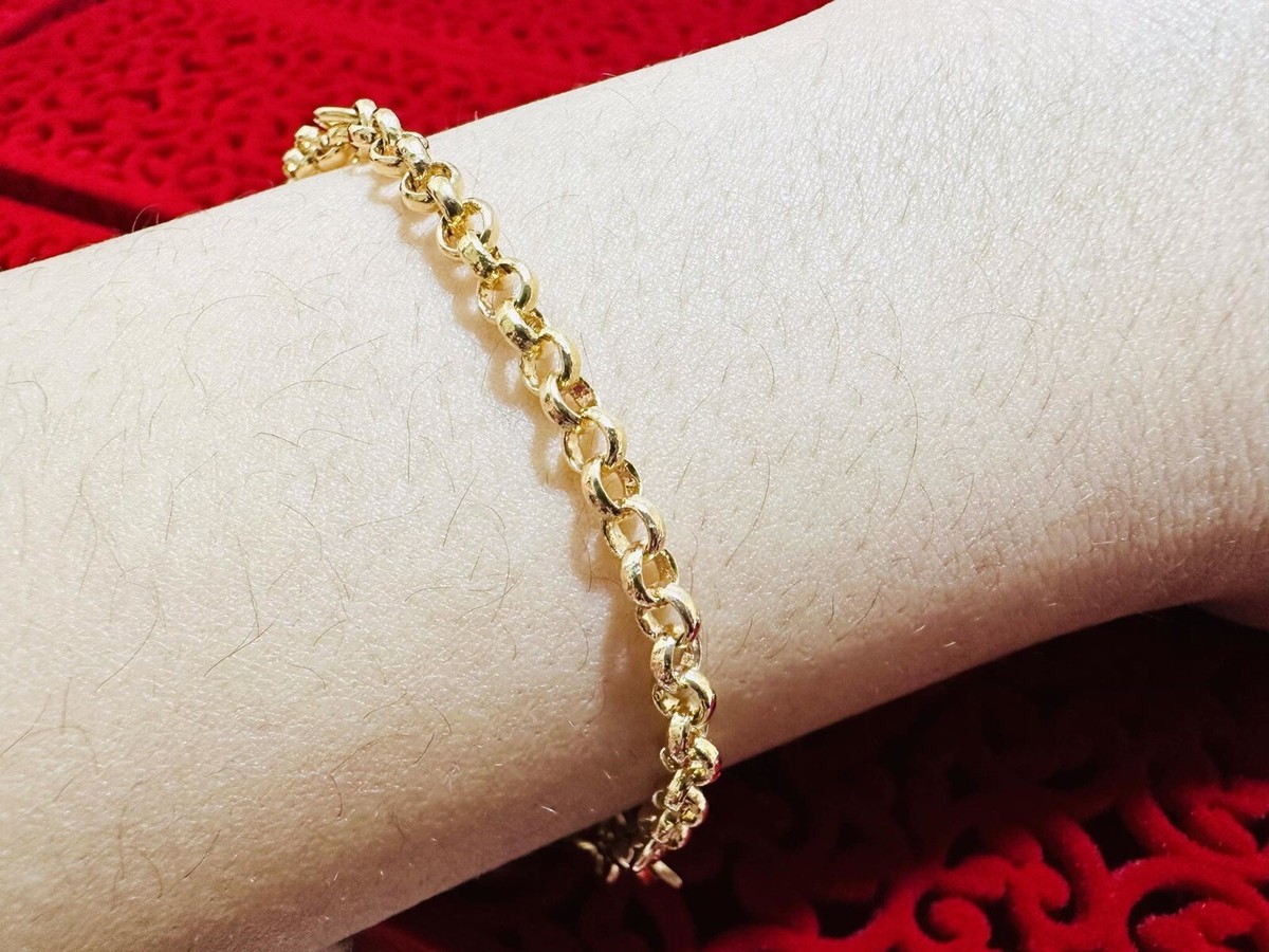 20cm Gold Chain Eternal Rolo Belcher Bracelet 18ct 18k Gold Plated