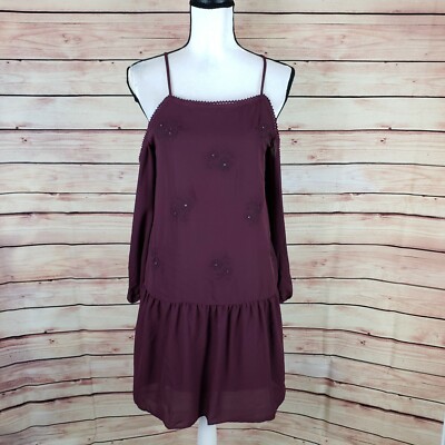 Xhilaration New M  Womens Maroon Cold Shoulder Boho Dress