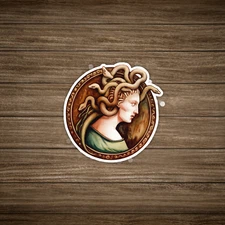 Medusa Greek Mythology Sticker - Retro Portrait of Snake-Haired Gorgon #951