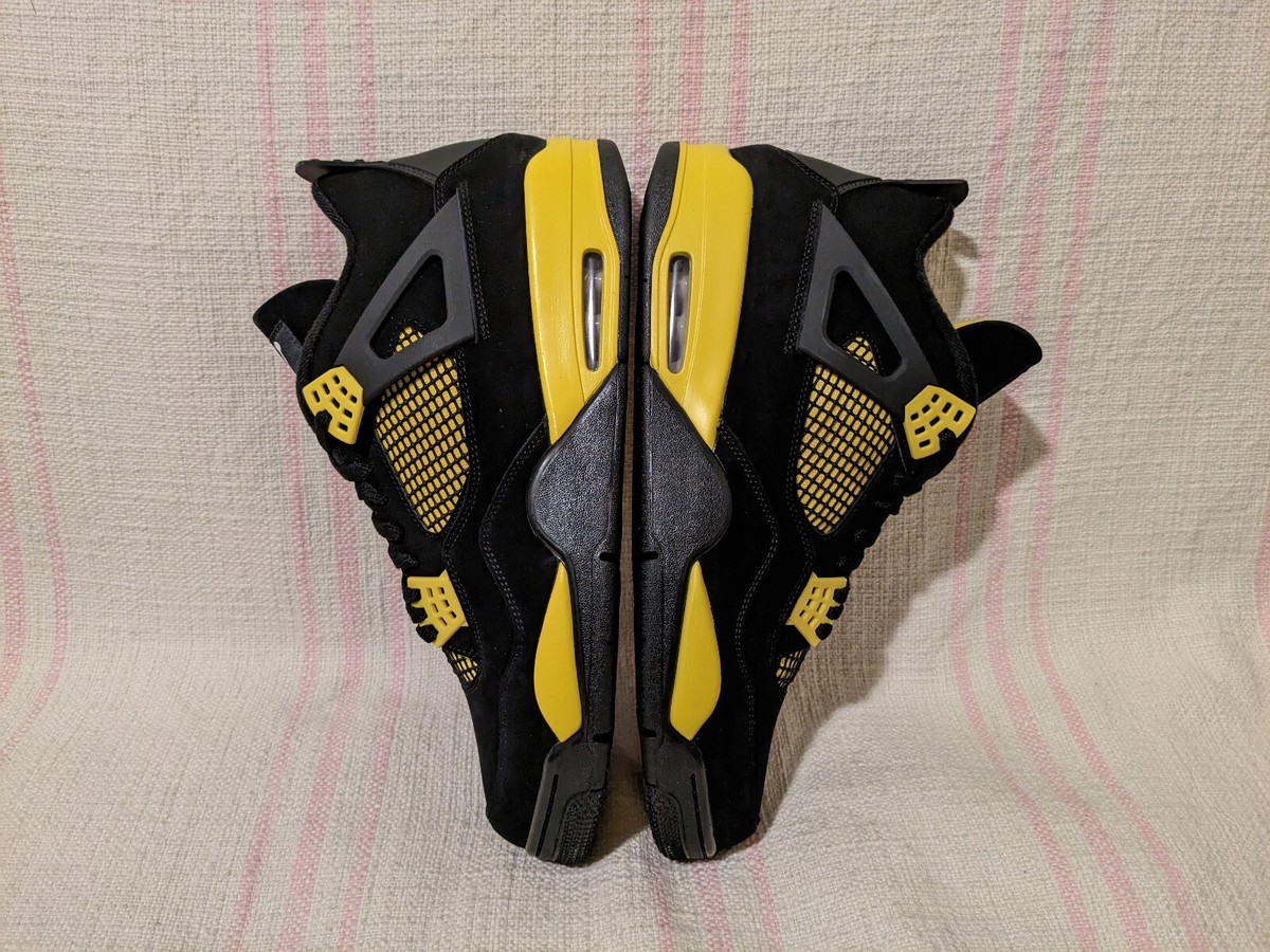 Air Jordan 4 Retro Thunder Black Yellow AJIV AJ4 DH6927 017 Men