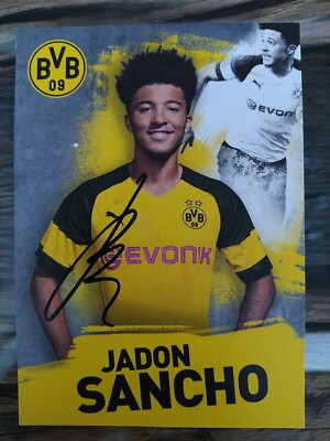 Jadon Sancho Original Autogrammkarte Mit Unterschrift BVB 18/19 Manchester 