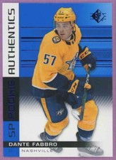 2019 19-20 SP HOCKEY ROOKIE AUTHENTICS BLUE PARALLEL PREDATORS DANTE FABBRO #137