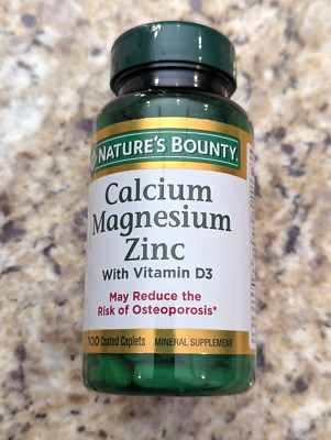 Nature's Bounty Calcium Magnesium Zinc Vitamin D3 100 Caplets exp: 02/2027