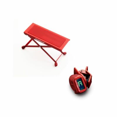 ZOUNDHOUSE Einsteiger-Bundle 5: Fußbank + Clip-On Tuner / rot/ blau