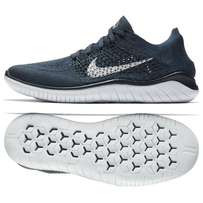men's free rn flyknit 2018 running shoes navy/white