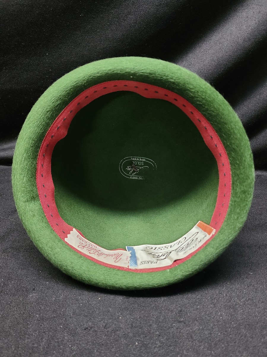 Mr John Classic women\'s hat Green wool ribbon bow SOLEIL vintage Paris NY Vintage Mr. John Classic Soleil Green Wool Ladies Bowler Hat  main image 2