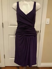 Lauren Ralph Lauren Purple Ruched Sleeveless Sheath Dress, Size 6