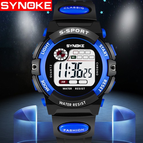 Reloj de pulsera digital impermeable SYNOKE LED alarma cronómetros para niños EE. UU. el mejor regalo - Imagen 3 de 23