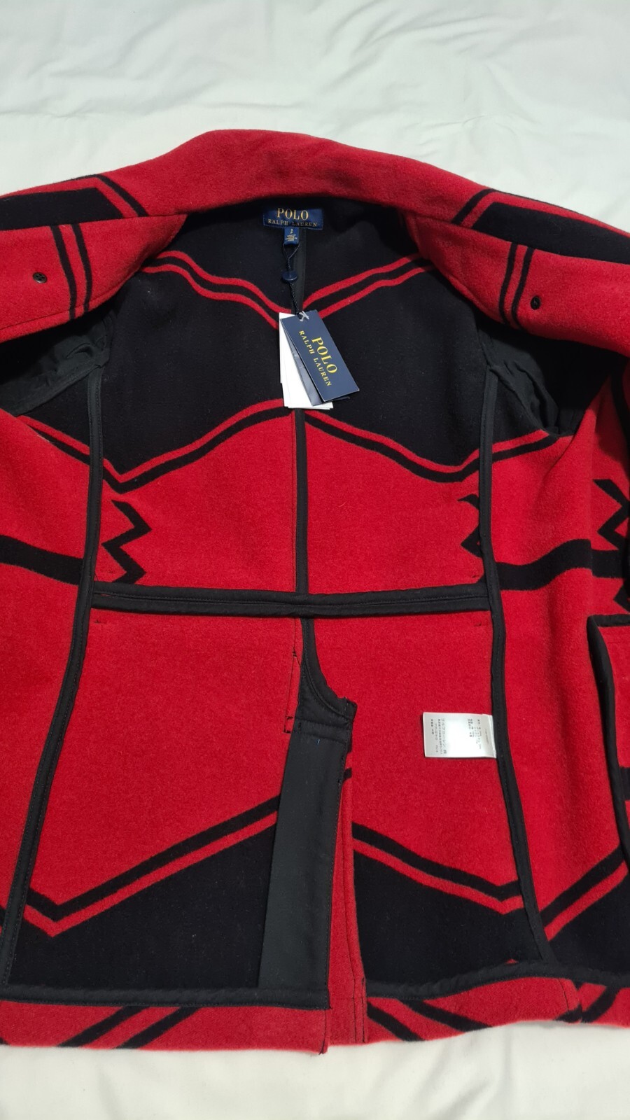 Polo Ralph Lauren Aztec Southwestern Navajo Ranch Peacoat Jacket Red Black Small image 7