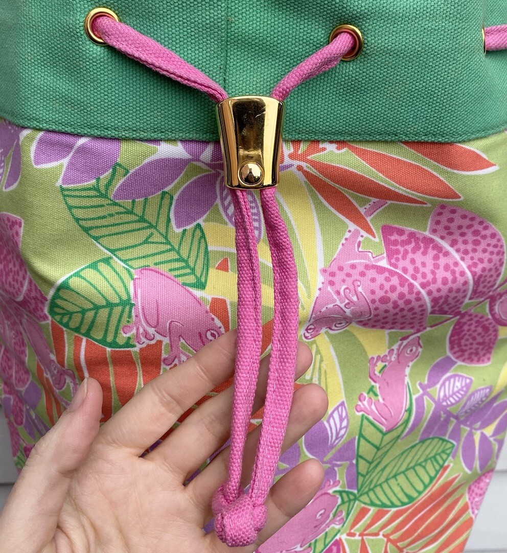 Lilly Pulitzer Pink, Green & Purple Tropical Print Drawstring Bag Printed Bag | Lilly Pulitzer main image 3