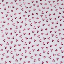 Teeny Tiny Calico by Andover, Burgundy  Dk Pink Hearts on White Cotton Fabric