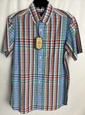Cremieux Men's Shirt Size Medium Authentic Indian Madras Plaid Cotton Multi D24