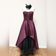 Purple Strapless Lace Up Corset Skirt Costume Steampunk Grunge Halloween