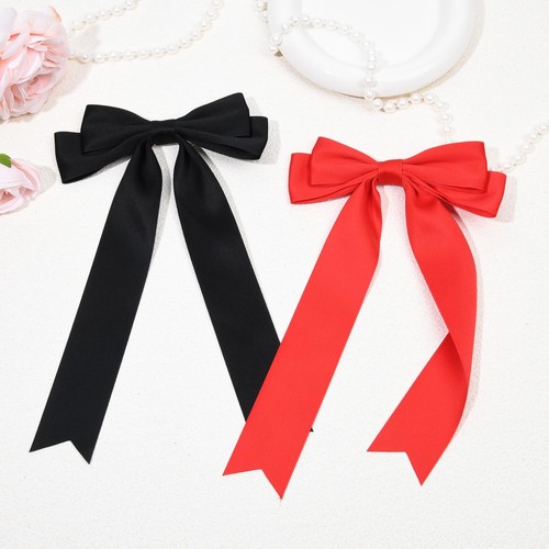 2PCS Hair Bows for Women Hair Clip Black Red Hair Ribbon Hair Accessories Bow... - Picture 7 of 7