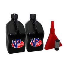 VP Fuel 2 Pack Black 5 Gallon Race Fuel Jug Race Gas Can W/ Fuel Funnel-Filter