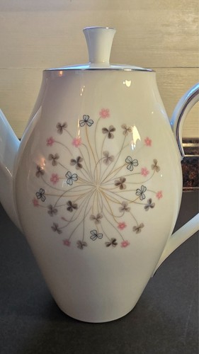 Noritake Japan Mid Century Modern Coffee Pot Pattern N 1383 Small Flowers - Picture 2 of 13